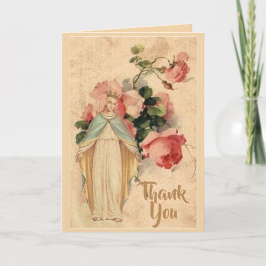 Blessed Virgin Mary Floral Customizable Dankeskarte (Vorderseite)