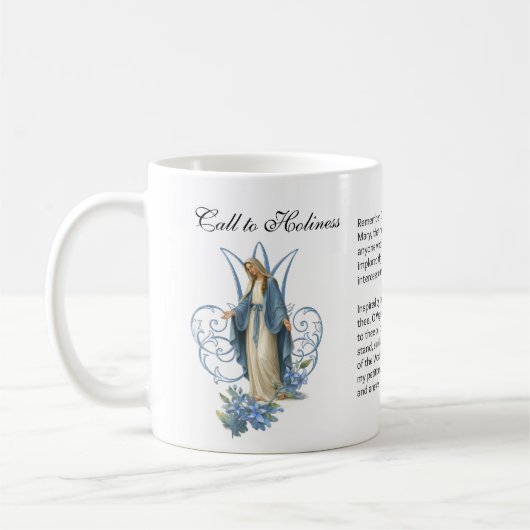 Blessed Virgin Mary Floral Memorare Prayer Coffee Kaffeetasse (Links)
