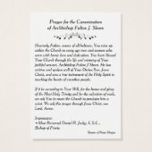 BLESSEED ARCHBISHOP FULTON SHEEN PRAYER CARDS (Rückseite)