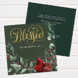 BLESSEED Gold | Winterroter Kardinal-Vogelbaum Feiertagskarte<br><div class="desc">Chic,  modern und elegant Winter Thema Weihnachtsgrüßkarte. Wünschen Sie allen ein frohes Weihnachtsfest und viel Glück ins neue Jahr!</div>
