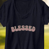 BLESSEED Red White Floral Dankbarkeit Retro Text T-Shirt