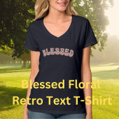 BLESSEED Red White Floral Dankbarkeit Retro Text T-Shirt