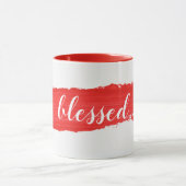 BLESSEED Text on Red Paint Tasse (Zentrum)