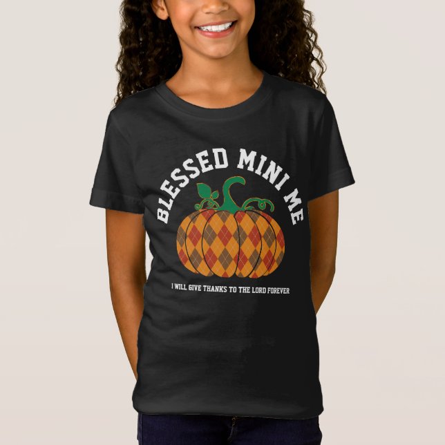 BLESSESED MINI ME Kariert Pumpkin Erntedank Fall T-Shirt (Vorderseite)