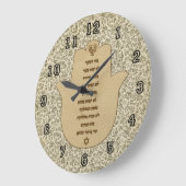 Blessing for the Home in Hebrew Clock Große Wanduhr (Winkel)