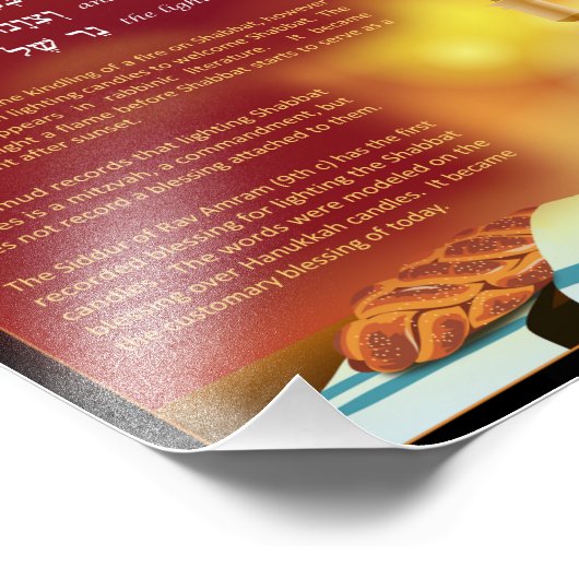 Blessing Lighting Candles Hebrew Englisch Fotodruck (Ecke)