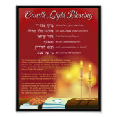 Blessing Lighting Candles Hebrew Englisch Fotodruck (Vorne)