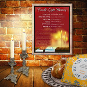 Blessing Lighting Candles Hebrew Englisch Fotodruck