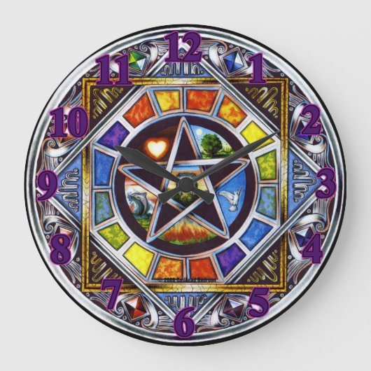 Blessing of Elements Wall Clock Große Wanduhr (Vorderseite)