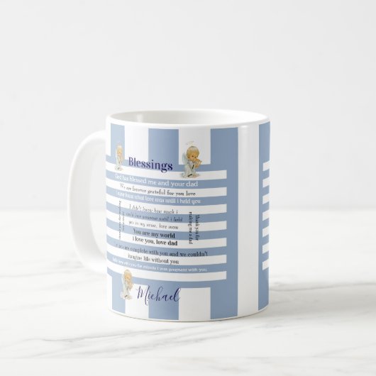 Blessings Blue & White Stripe Mug Kaffeetasse (Vorderseite Links)