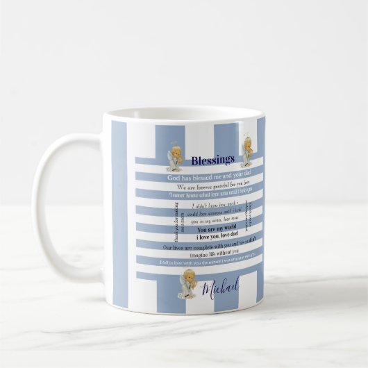 Blessings Blue & White Stripe Mug Kaffeetasse (Links)