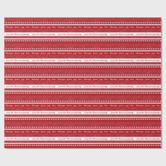 Blessings Peace Love Joy Personalized Christmas Geschenkpapier (Flach)