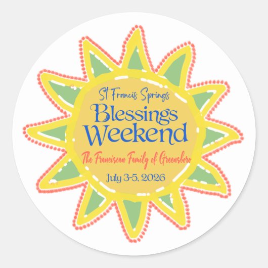 Blessings Weekend Runder Aufkleber (Vorderseite)