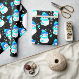 "Bleu Snowman" Weihnachtsthema Geschenkpapier