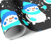 "Bleu Snowman" Weihnachtsthema Geschenkpapier (Rolleneckpunkt)