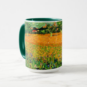 Blick auf Arles mit Schwertlilien im Vordergrund, Tasse