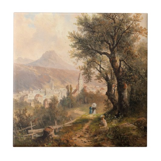 Blick auf Bad Aussee - Emil Barbarini Fliese (Vorderseite)