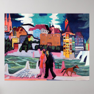 Blick auf Basel und den Rhein Poster