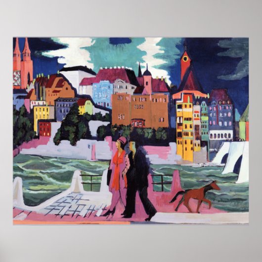 Blick auf Basel und den Rhein Poster (Vorne)