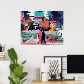Blick auf Basel und den Rhein Poster (Heimbüro)