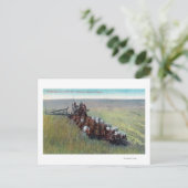 Blick auf Bauer, die mit riesigem Pferd ernten Postkarte (Stehend Vorderseite)