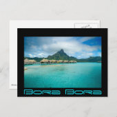 Blick auf Bora Bora Insel schwarzer Text Postkarte (Vorne/Hinten)