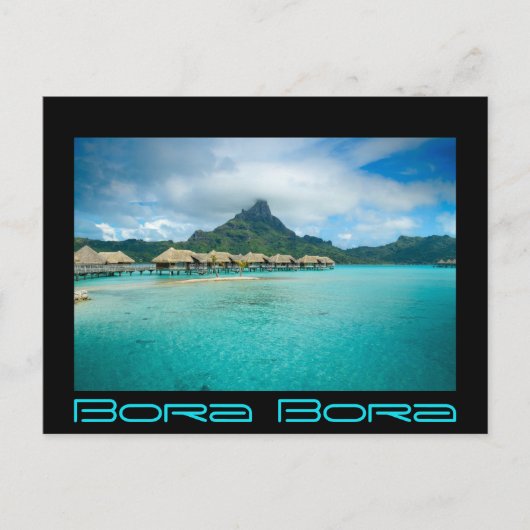 Blick auf Bora Bora Insel schwarzer Text Postkarte (Vorderseite)