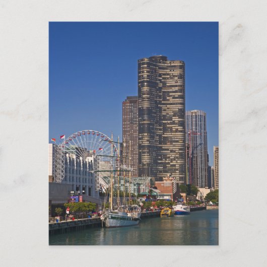 Blick auf Chicagos Marine Pier Postkarte (Vorderseite)