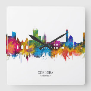 Blick auf Córdoba Argentinien Quadratische Wanduhr