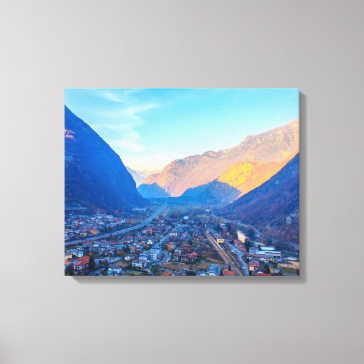 Blick auf das Aostatal auf Stretched Canvas Print Leinwanddruck (Vorderseite)