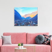 Blick auf das Aostatal auf Stretched Canvas Print Leinwanddruck (Insitu (Wohnzimmer))