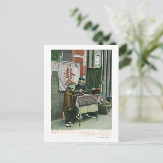 Blick auf das chinesische Glücksspiel am Schreibti Postkarte (Stehend Vorderseite)