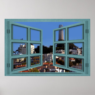 Blick auf das Coit Tower Window Poster