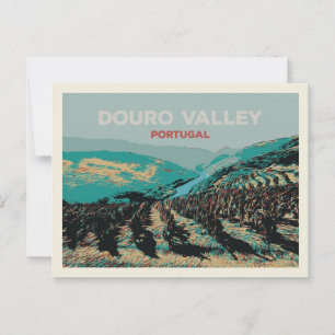 Blick auf das Douro-Tal Illustration, Portugal Postkarte