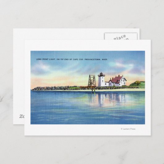 Blick auf das Leuchtturm Long Point Postkarte (Vorne/Hinten)