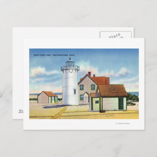 Blick auf das Leuchtturm von Race Point Postkarte (Vorne/Hinten)