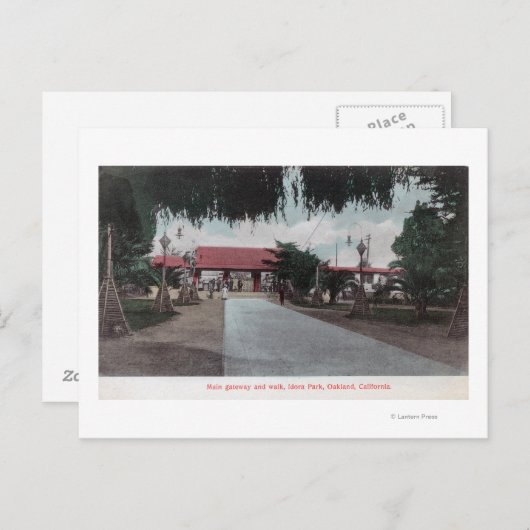 Blick auf das Main Gateway nach Idora ParkOakland, Postkarte (Vorne/Hinten)