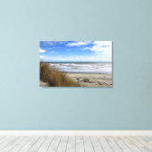 Blick auf das Meer und den Strand von den Dünen Leinwanddruck (Insitu (Holzboden))