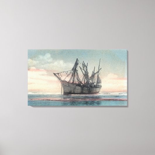 Blick auf das Peter Iredale Shipwreck Leinwanddruck (Vorderseite)