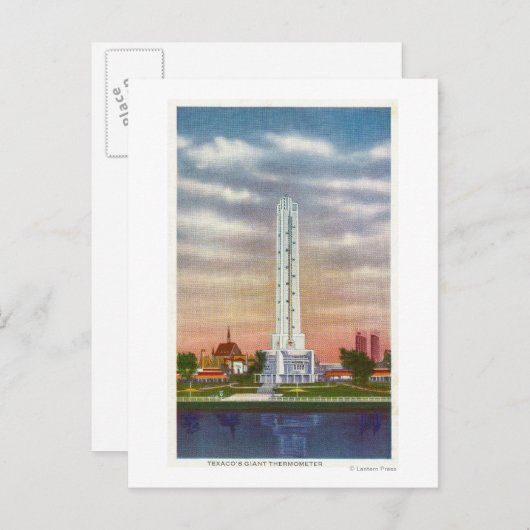 Blick auf das riesige Thermometer von Texaco Postkarte (Vorne/Hinten)