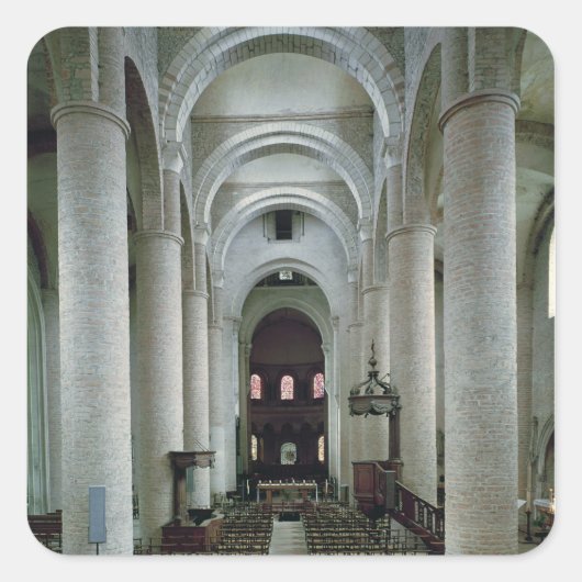 Blick auf das Schiff, Blick auf den Altar Quadratischer Aufkleber (Vorderseite)