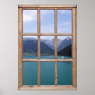Blick auf den Alpensee von einem Fenster aus Poster