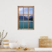 Blick auf den Alpensee von einem Fenster aus Poster (Küche)