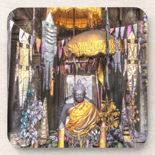 Blick auf den Altar im buddhistischen Tempel, Getränkeuntersetzer (Vorderseite)