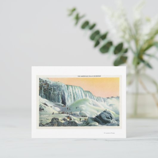 Blick auf den amerikanischen Fall im Winter # 2 Postkarte (Stehend Vorderseite)