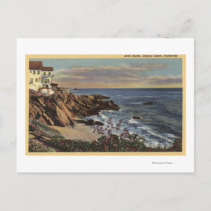 Blick auf den Arch Beach mit Blume Postkarte