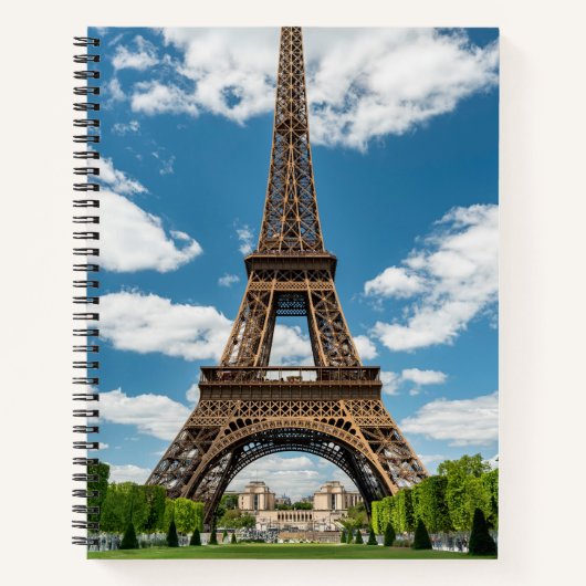 Blick auf den Eiffelturm vom Champ de Mars-Park Notizblock (Vorderseite)