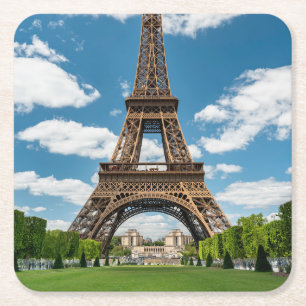 Blick auf den Eiffelturm vom Champ de Mars-Park Rechteckiger Pappuntersetzer