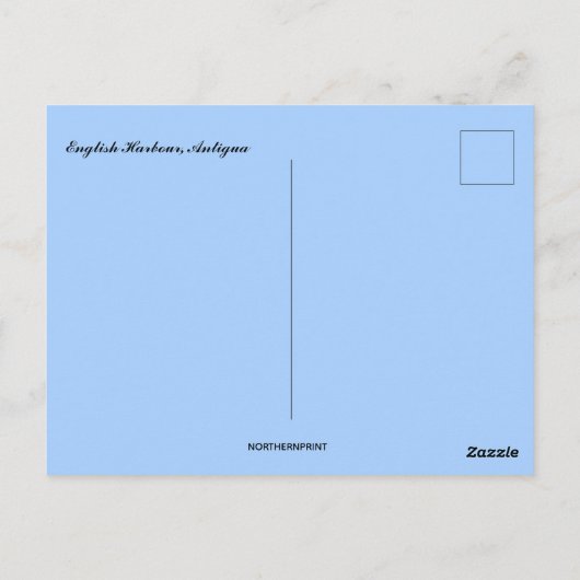 Blick auf den englischen Hafen in Antigua Postkarte (Rückseite)