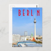 Blick auf den Fernsehturm in Berlin, Deutschland Postkarte (Vorne/Hinten)